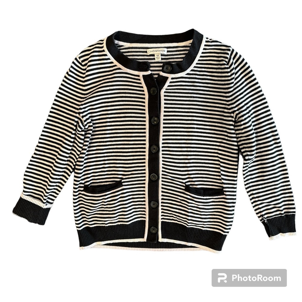 Croft and Barrow Striped Button Down‎ Sweater with pockets, XS